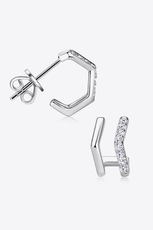 Silver geometric pavé ear jackets with cubic zirconia accents