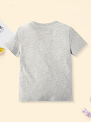 Grey cotton toddler t-shirt with short sleeves and crew neck.