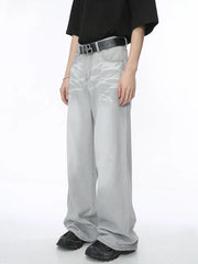 Light wash straight leg denim jeans with whiskered details and a relaxed fit.