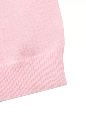One Shoulder Bow Detail Sweater in Pink, fit detail