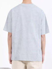 Men's relaxed fit t-shirt in light blue cotton blend, crew neck, short sleeves.