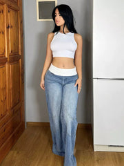 Elevated Wide Leg Jeans With Unique Waistband