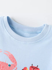 Children's Crab Print Tee And Shorts Set, close-up detail
