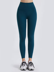 Teal FlexFit wideband leggings with a high waist and 7/8 length.