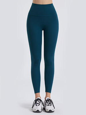 Teal FlexFit wideband leggings with a high waist and 7/8 length.