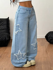 Star-embellished Wide-leg Jeans