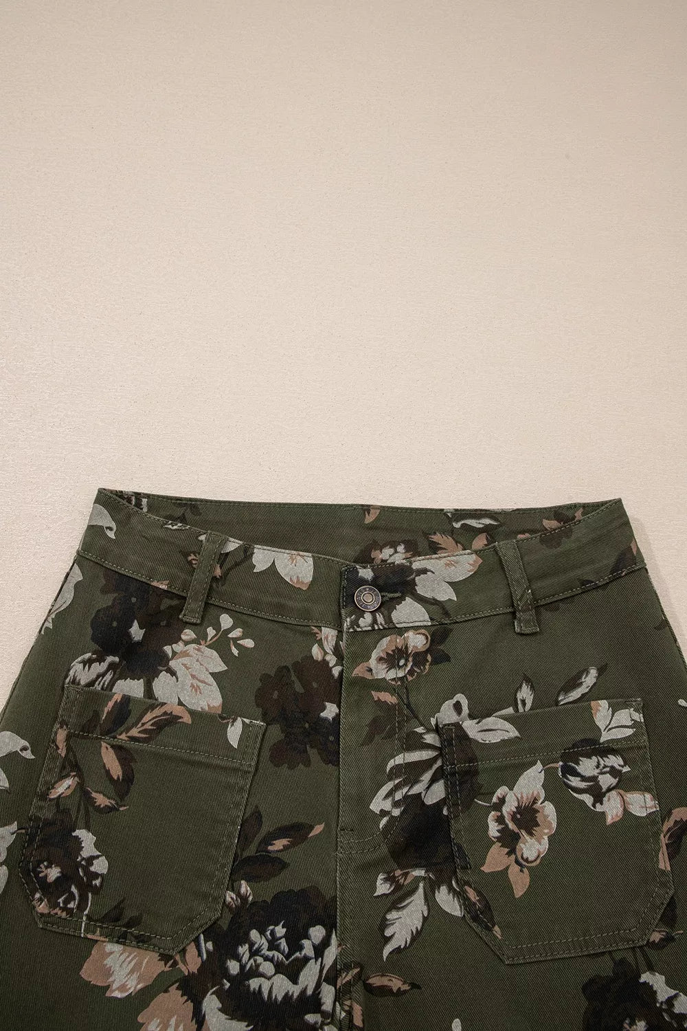 Vintage Floral Print High Waist Wide Leg Jeans, view 12