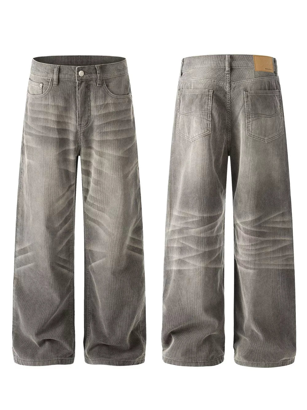 Men S Wide Leg Washed Jeans, model styling view