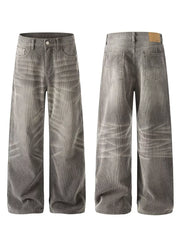 Men S Wide Leg Washed Jeans, model styling view