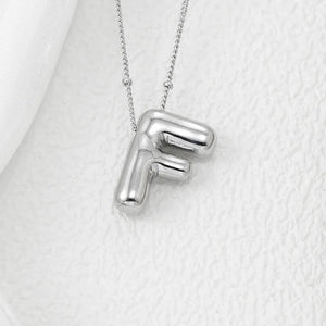 Sculpted initial pendant necklace with beaded chain, Style F