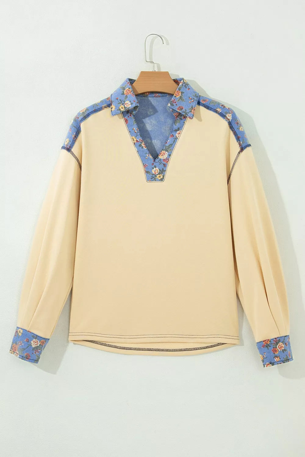 boho blouse in denim blue with v-neck