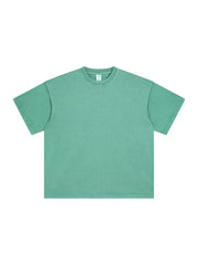 Oversized washed cotton tee in Gum Leaf green with relaxed fit and crew neck.