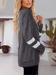 Chic Vibe raglan t-shirt in charcoal with white stripe sleeves.