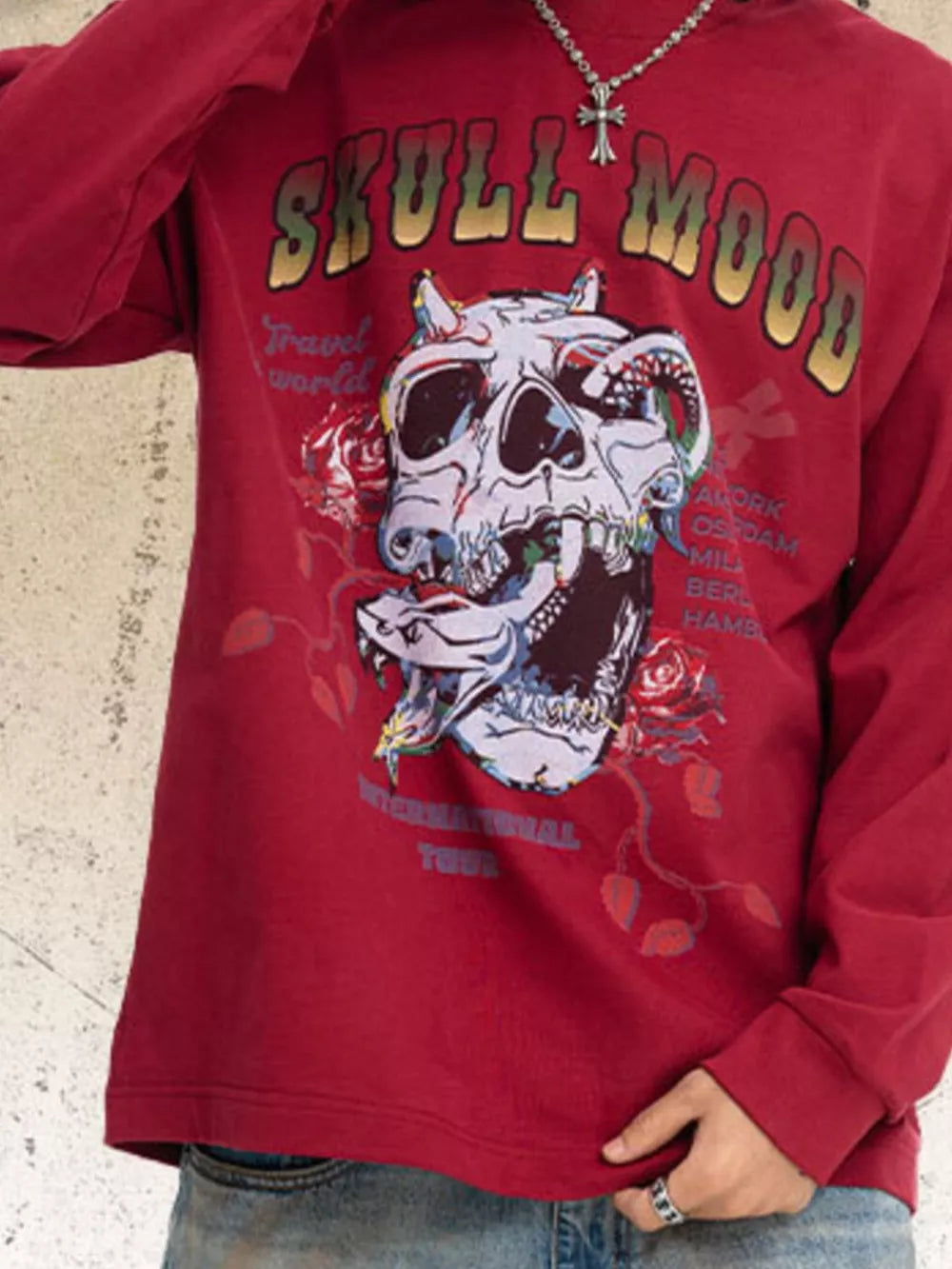 Skull Mood Graphic Long Sleeve Tee