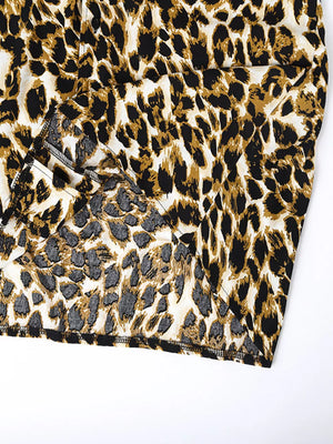 Men's Full Size Leopard Print Short Sleeve Shirt in Leopard, alternate angle