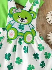 Children's Ruffled Long Sleeve Bodysuit & Dress Set in Grass Green, model styling view
