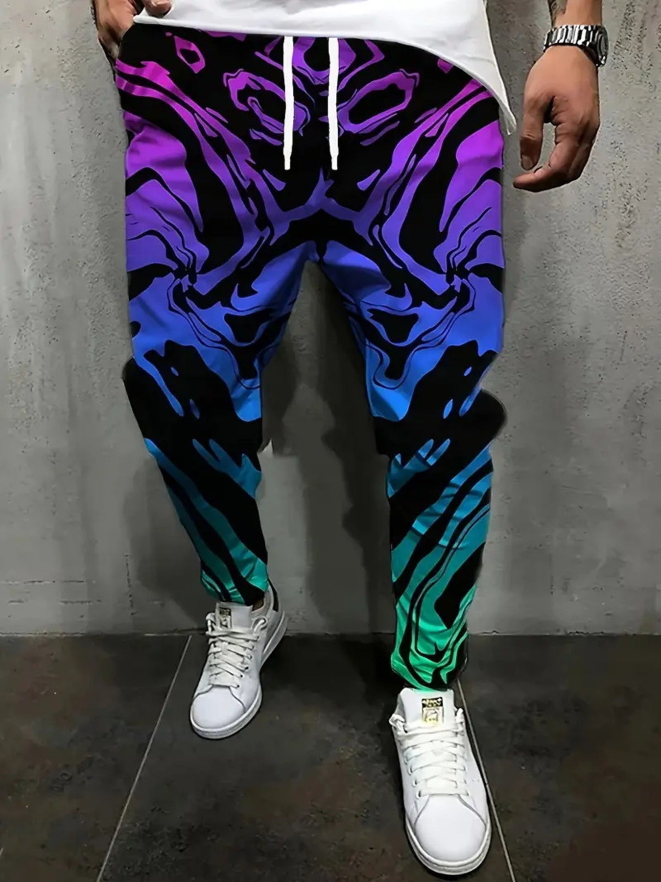 Men's Full Size Drawstring Loose Fit Joggers, front view