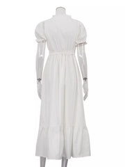 Frilled V-neck Tie-waist Maxi Dress