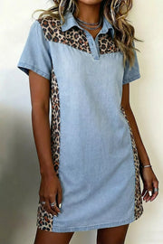Leopard Print Accent Polo Dress