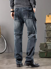Men S Vintage Wash Cargo Jeans in Dark, close-up detail