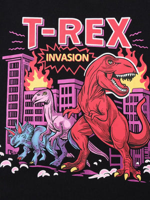 Children's T-rex Invasion Graphic T-shirt, model styling view