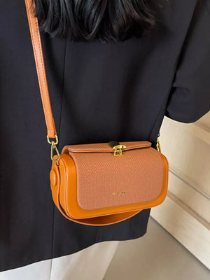 Adjustable Strap Crossbody Bag in Brown, close-up detail