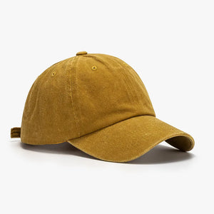 Mustard vintage washed cotton baseball cap with adjustable strap