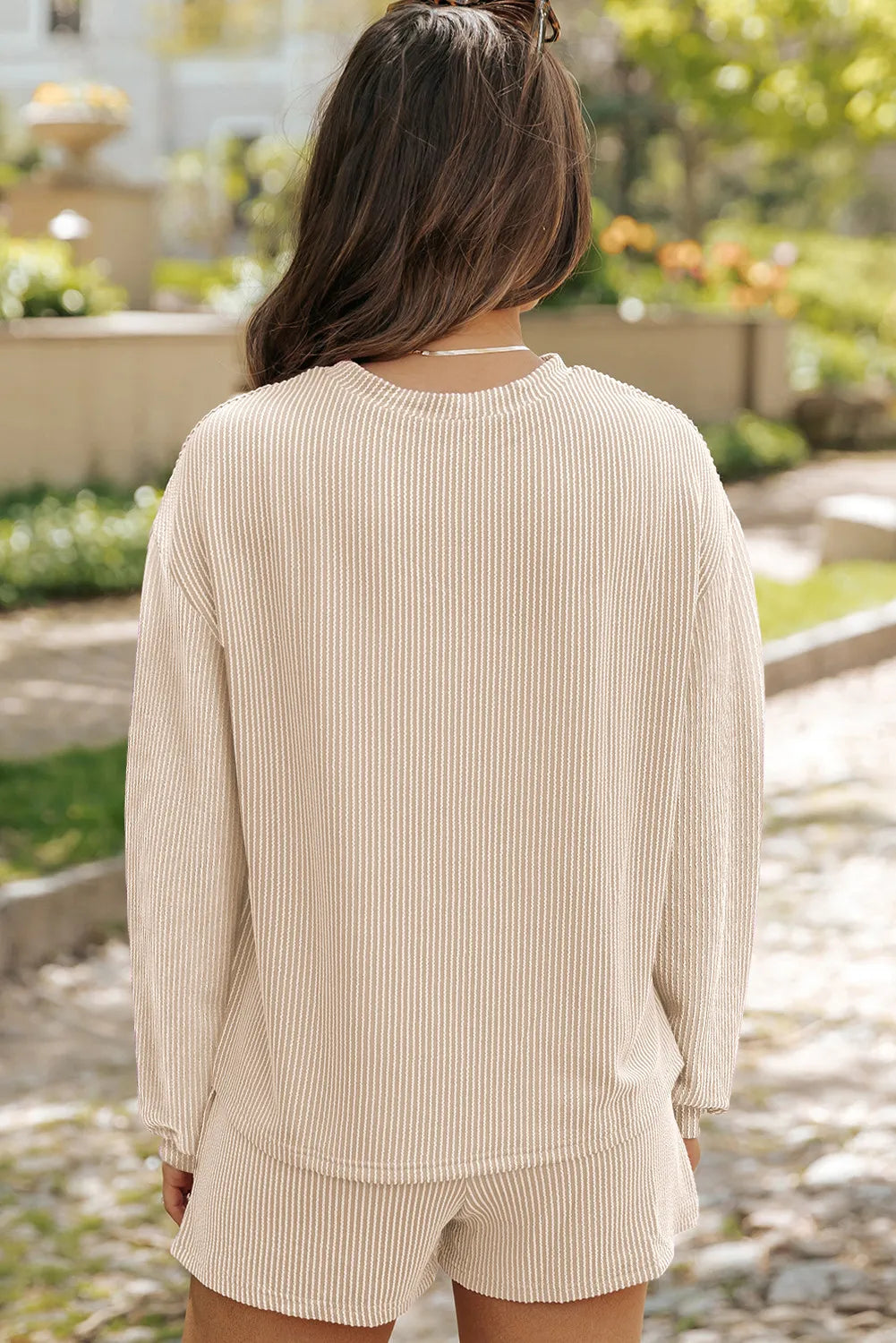 Chic matching set in Dust Storm with vertical ribbing detail.