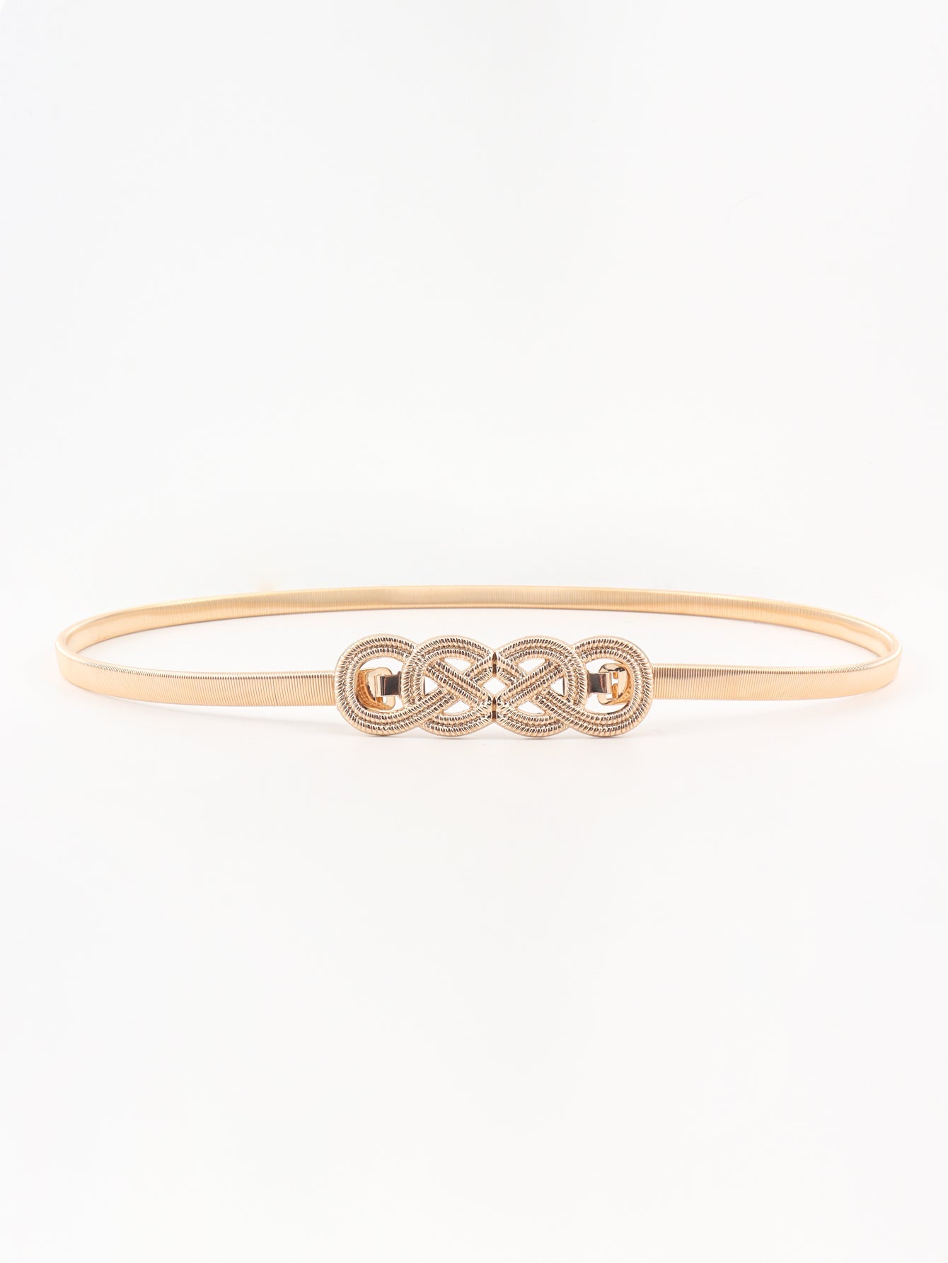 Gold metal elastic belt with intertwined knot detail