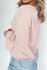 Long Sleeve Ruffle Cuff Casual Elegant Top, side view