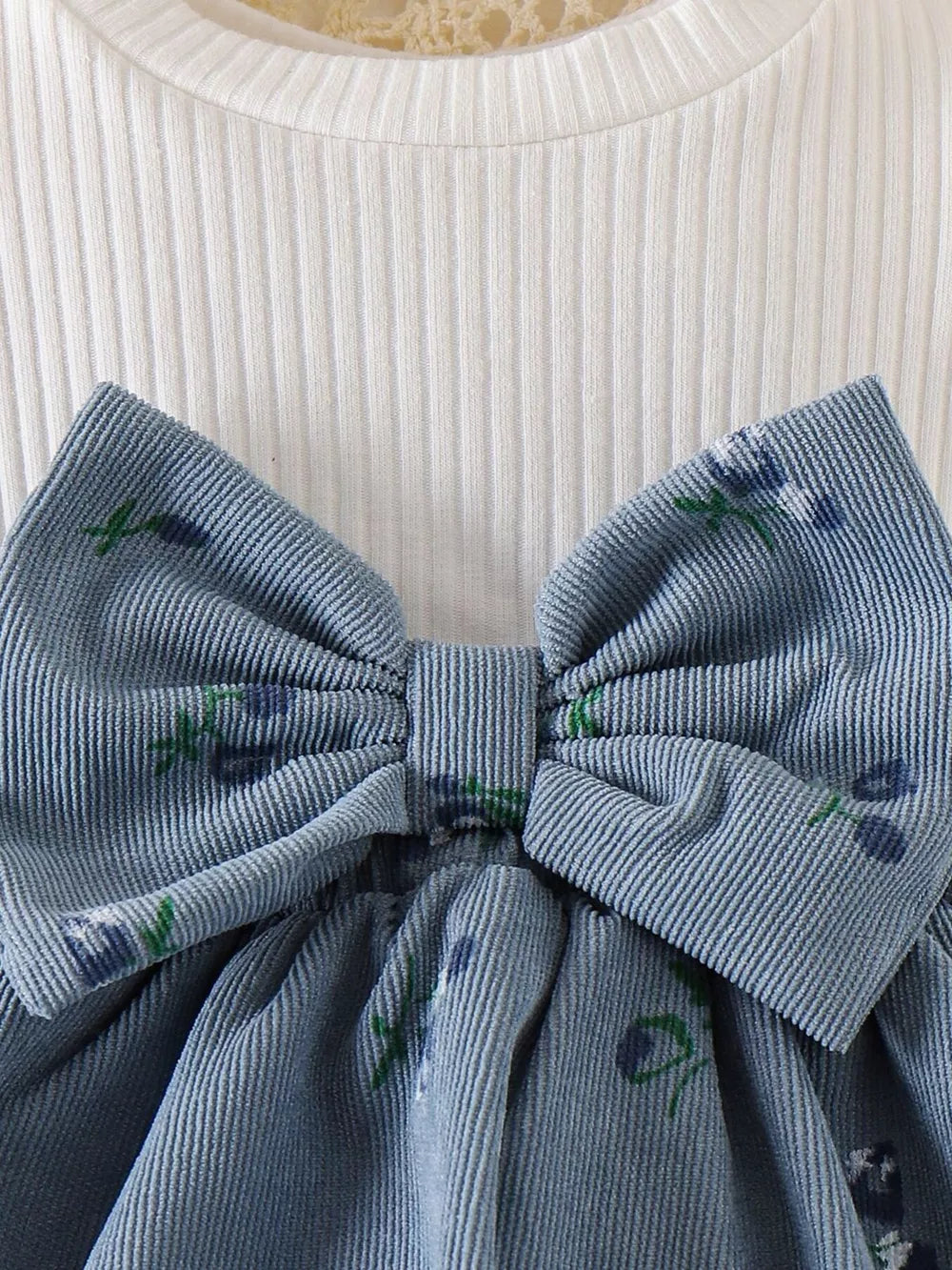 Children's Ribbed Knit Dress Set in Blue, product detail