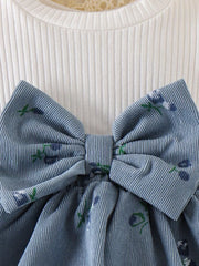 Children's Ribbed Knit Dress Set in Blue, product detail