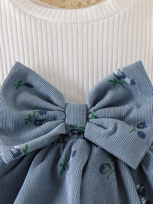 Children's Ribbed Knit Dress Set in Blue, product detail