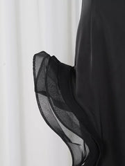 Spaghetti Strap Ruffle Slit Maxi Dress in Black, view 13