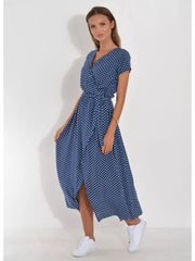 Floral Surplice Midi Dress With Tie Waist