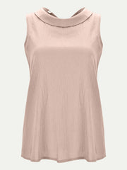 Sleeveless Peter Pan collar blouse in a textured light pink fabric.