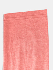 Buttoned Henley Slouch Tee in Burnt Coral, showing textured knit fabric and double-stitched neckline detail.