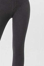 Dark gray denim-effect leggings with a sculpted fit.