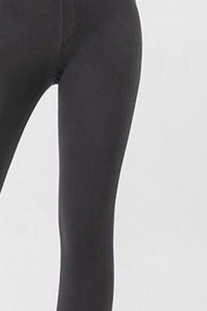 Dark gray denim-effect leggings with a sculpted fit.