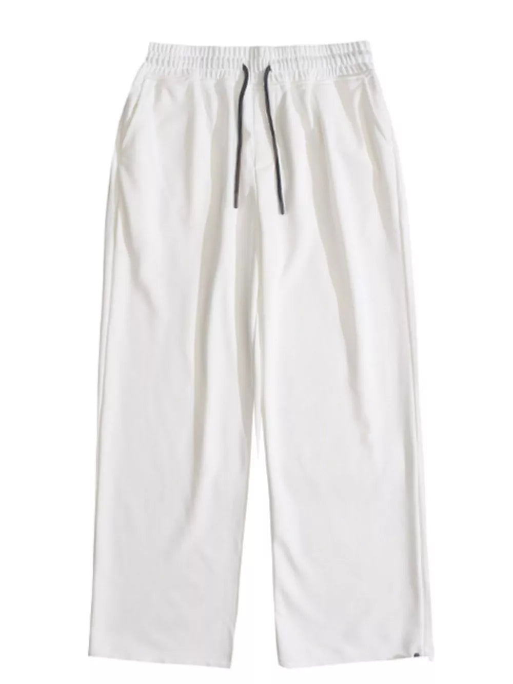 Men's Drawstring Wide Leg Pants in Gray, side view