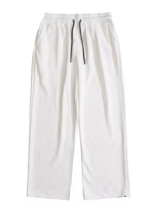 Men's Drawstring Wide Leg Pants in Gray, side view
