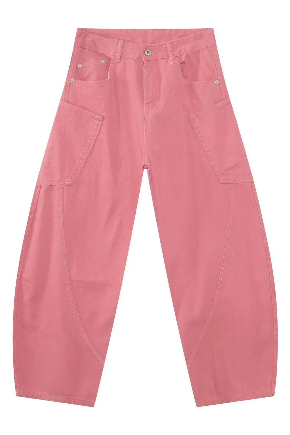 Sculpted pocket detail wide leg trousers in dusty pink with a casual, breathable fit.