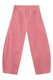 Sculpted pocket detail wide leg trousers in dusty pink with a casual, breathable fit.