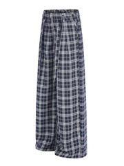 Men S Plaid Wide-leg Pants in Blue, side view