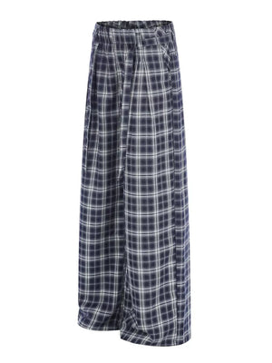 Men S Plaid Wide-leg Pants in Blue, side view