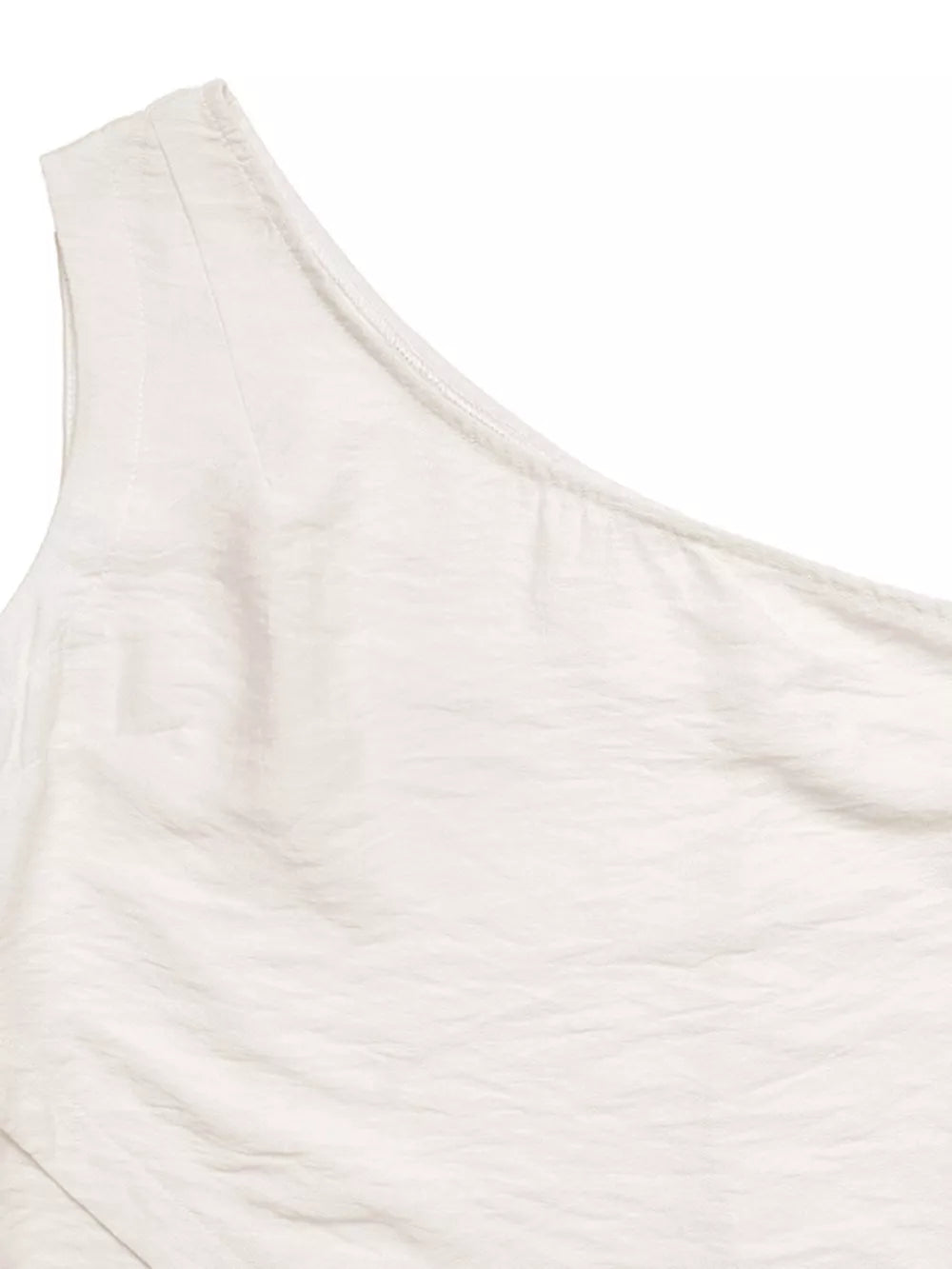 Cream one-shoulder top with textured fabric detail