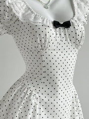 Lace Detail Polka Dot Mini Dress, close-up detail
