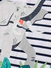 Toddler cotton t-shirt with navy and white stripes and an elephant graphic.