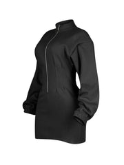 Casual Zip-up Long Sleeve Mini Dress in Off-white, view 13