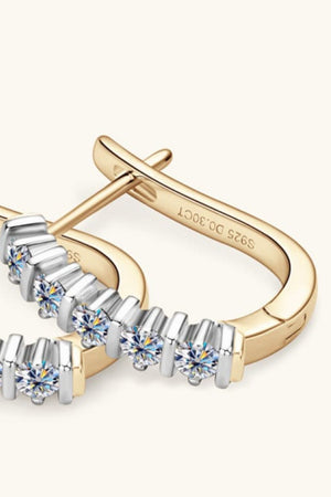 Gold pavé hoop earrings with moissanite stones, 18K gold-plated.